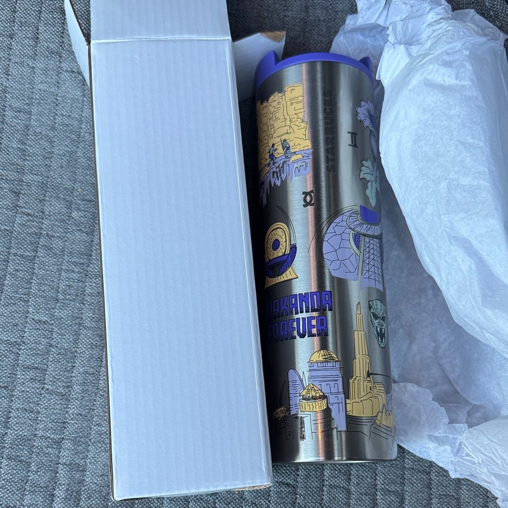 Stainless Steel Tumbler with Purple and Gold Design